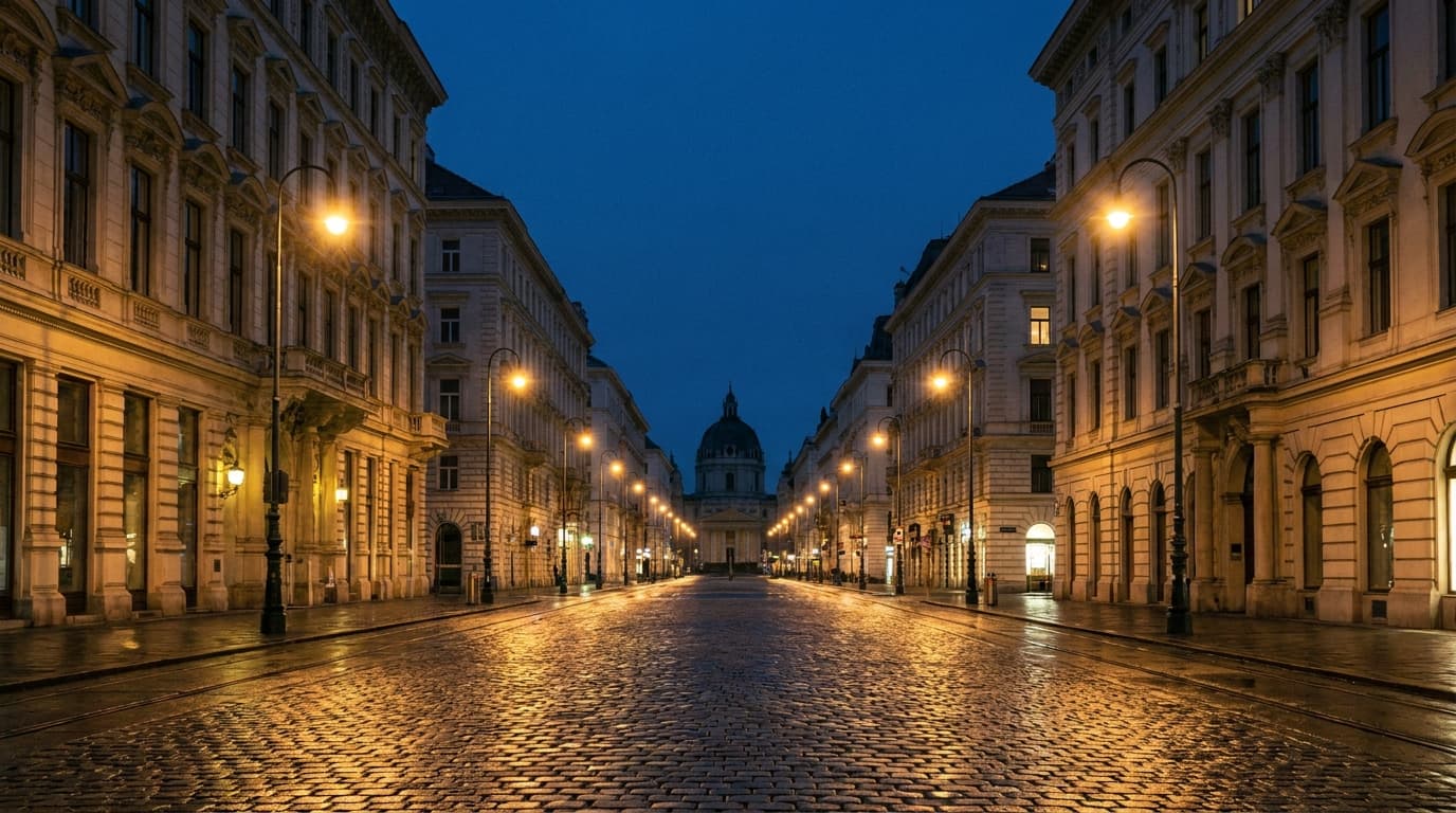 Abendlicher Blick über Wien — Kontakt zur Smid Immoconsultgroup im 4. Bezirk